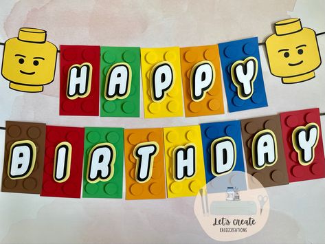 Lego Birthday Banner, Lego Banner, Lego Party Decorations, Lego Friends Birthday, Birthday Party Boy, Lego Avengers, Lego Themed Party, Lego Birthday Cake, Lego Theme