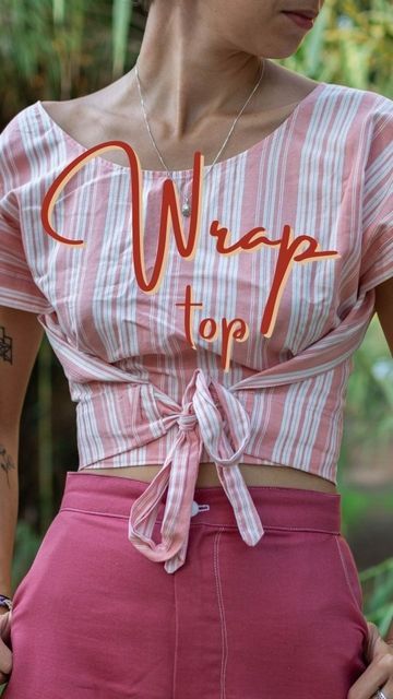 Meticulous Mathilda on Instagram: "✨Wrap top✨ • • • #wraptop #diy #sewing #memade #vintage #handmade #costura #hechoamano" Vintage Wrap Top, Vintage Top Sewing Pattern, Easy Wrap Top Pattern, Sew Wrap Top, Easy Sewing Top, Wrap Blouse Diy, Diy Wrap Shirt, Wrap Shirt Pattern, Wrap Top Diy