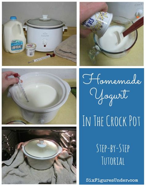 Homemade Yogurt in the Crock Pot - Six Figures Under Freida Loves Bread Instant Pot Yogurt, What To Make With Milk, Crockpot Yogurt, Crock Pot Yogurt, Homemade Yoghurt, Yogurt Making, Homemade Yogurt Recipes, Thm Fp, Cooking From Scratch