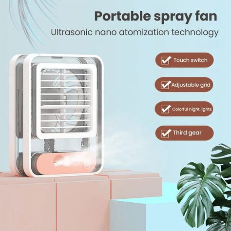 ORDER NOW! Product Description: 🌟🌟PORTABLE DESKTOP AIR CONDITIONER COLLECTION🌟🌟 Beat the heat on-the-go with our Portable Desktop Air Conditioner! 💨 Perfect for car or home use, this mini cooler fan with spray humidifier keeps you cool and comfortable wherever you are.🌬️ ❄️ Powerful Cooling: Equipped with a high-performance motor, this mini air cooler delivers a refreshing breeze that rejuvenates you on even the hottest days. 🌟 Easy to Use: No installation or modifications needed! Simply ... Portable Mini Fan, Portable Air Cooler, Air Cooler Fan, Usb Adapters, Mini Cooler, Small Fan, Mini Fan, Office Desktop, Light Touch