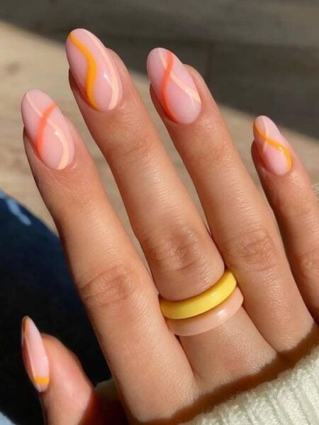 In this article, we present you with a curated collection of the 30 most trending summer acrylic nails to ignite your imagination and inspire your nail art ideas.nail ideasnail ideas nail acrylic acrylic nail nail inspo pink nail trendy nail nail 2023 trends summer acrylic nail white nail nail art minimalist nail short nail design blue nail short nail nail inspiration gel nail red nail short acrylic nail nails nail art nail nail designs nail polish nail design nail ideas nail art designs nails Nail Design Squiggle, Line Pattern Nails, Red And Orange Swirl Nails, Oval Nails Swirl Designs, Colorful Line Nail Designs, Winter Nails Orange, Simple Nail Designs For Almond Nails, Easy Line Nail Designs, Orange Line Nails