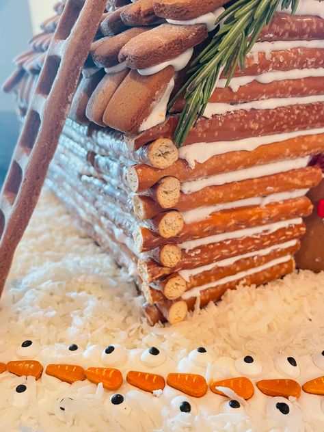 Gingerbread house decorating ideas. Power tools involved! Ginger Bread House Ideas Decorations, Cabin Gingerbread House, Gingerbread House Decorating Ideas, Graham Cracker Gingerbread House, Gingerbread House Ideas, Gingerbread House Decorating, Cool Gingerbread Houses, House Decorating Ideas, Gingerbread House Designs