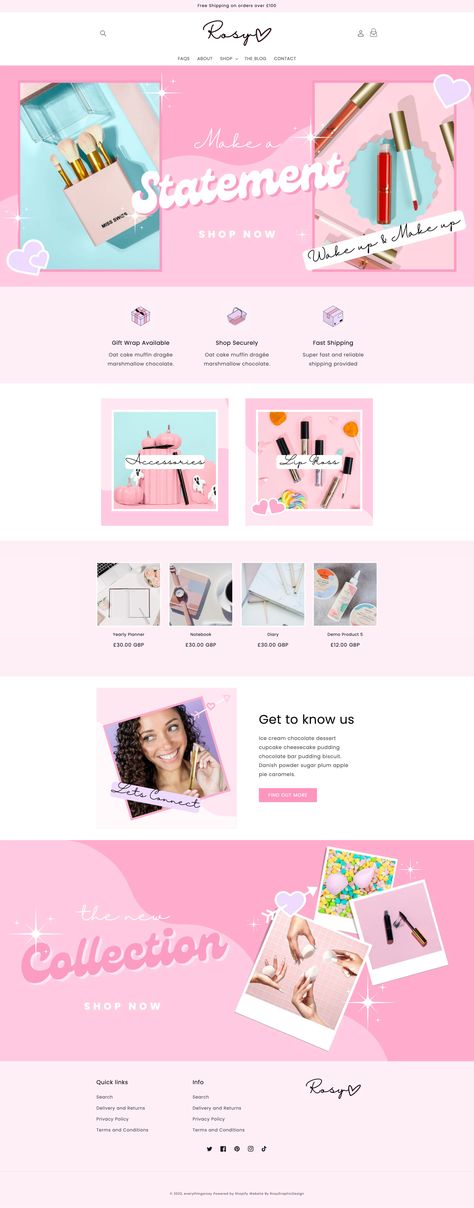 https://www.etsy.com/uk/listing/1187984539/shopify-theme-website-template-pink?click_key=011aa7b7a542be04424cd0d85c2e6ab761132c99%3A1187984539&click_sum=302d5140&ref=shop_home_active_1&sts=1 Barbie Website Design, Barbie Inspired Branding, Pink Website Design Inspiration, Kawaii Website Design, Girly Website Design, Kawaii Website, Cute Website Design, Wordpress Ideas, Pink Website Design