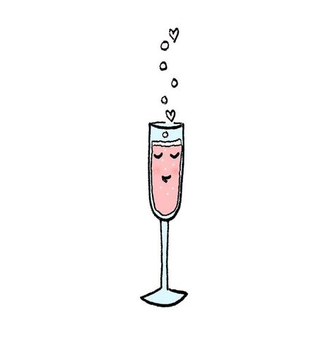 Champagne Flute Tattoo, Wine Glasses Drawing, Champagne Tattoo, Wine Sketch, Champagne Illustration, Flute Tattoo, Flute Drawing, Glasses Drawing, Champagne Art