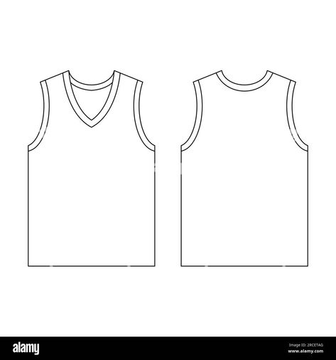 Download this stock vector: Template jersey basketball v-neck vector illustration flat design outline template clothing collection - 2RCETAG from Alamy's library of millions of high resolution stock photos, illustrations and vectors. Jersey Outline, Template Jersey, Basketball Shirt Designs, Typo Logo Design, Design Outline, Outline Template, Jersey Basketball, Baggy Tops, Illustration Flat