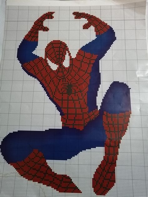 Spiderman Cross Stitch Pattern Free, Spiderman Pixel Art, Marvel Cross Stitch, Boys Knitting Patterns Free, Batman Spiderman, Cross Stitch Letters, C2c Crochet, Disney Cross Stitch, Cross Stitch Patterns Free