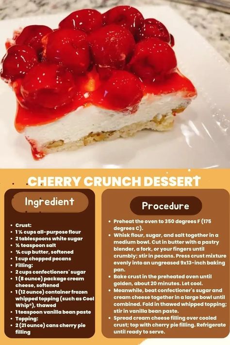 Cherry Crunch Cake – Insta Cooked Cherry Crunch Dessert, Cherry Crunch Recipe, Cherry Crunch, Quick Treats, Canned Cherries, Crunch Cake, Dessert Party, Dessert Ingredients, Pastry Blender