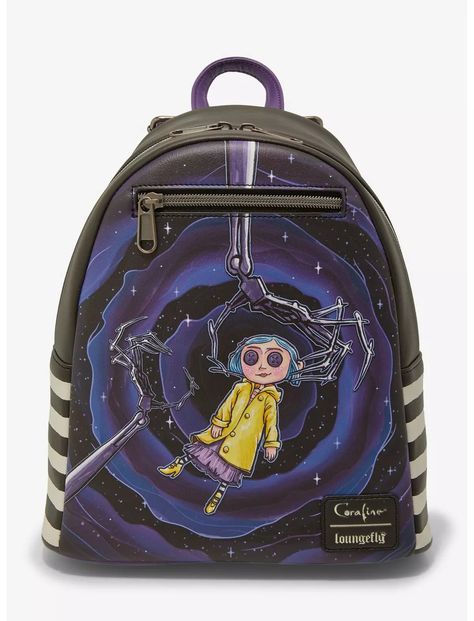 Loungefly Coraline Doll Portal Mini Backpack Coraline Loungefly, Emo Backpack, Coraline Stuff, Coraline Wybie, Grabby Hands, Coraline Aesthetic, Coraline Doll, Striped Bag, Coraline Jones