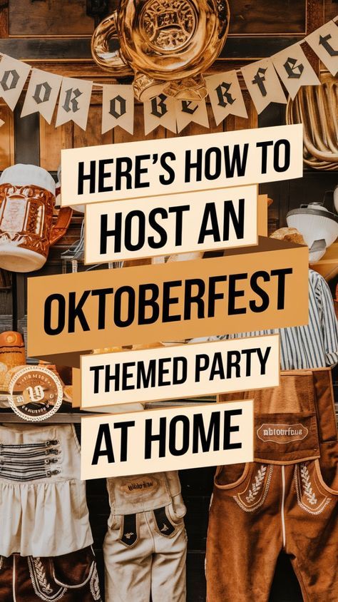 Bring the fun of Oktoberfest to your home! From food to decorations, here’s how to plan the perfect Oktoberfest-themed party. Save this pin for party planning tips! #OktoberfestParty #PartyPlanning #CelebrateAtHome Oktoberfest Home Party, Oktoberfest Theme Party, Oktoberfest 40th Birthday Party, Oktoberfest At Home, Oktoberfest Themed Party, Oktoberfest Party Decor, Octoberfest Party Ideas Oktoberfest Decorations, Oktoberfest Menu Ideas, Oktoberfest Food Ideas