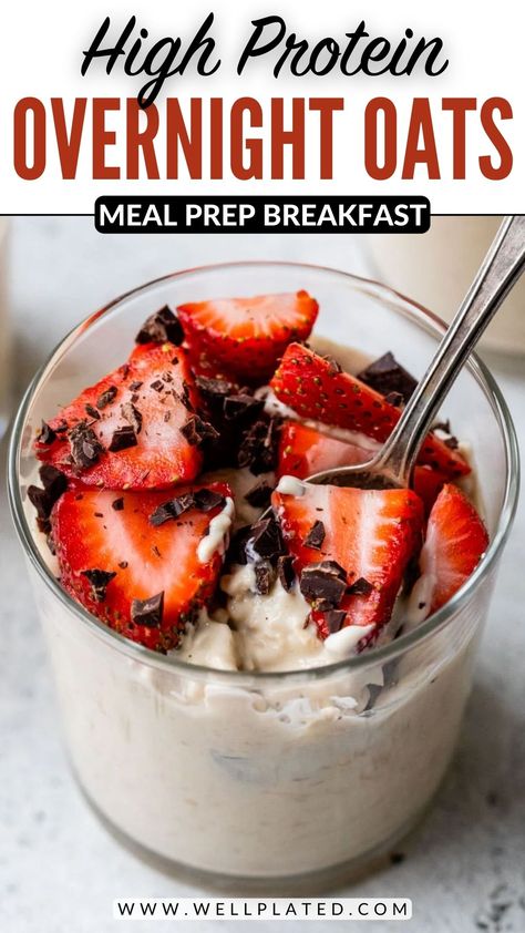 Overnight Oats Healthy Clean Eating Protein, Clean Eating High Protein Breakfast, 25 Grams Of Protein Breakfast, Protein Rich Overnight Oats, Overnight Oats Mediterranean Diet, Low Calorie High Protein Breakfast To Go, High Protein High Fiber Overnight Oats, High Protein Breakfast Oats, 40 Gram Protein Breakfast