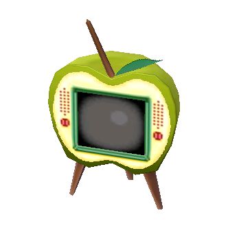 Juicy-Apple TV (Green Apple) NL Model - Juicy-apple TV (New Leaf) - Animal Crossing Wiki - Nookipedia Apple Png Icon, Apple Png Aesthetic, Animal Crossing Apple House, Apple Widget, Nintendo Png Icon, Apple Png, Animal Crossing Furniture, Apple Green, Cool Png