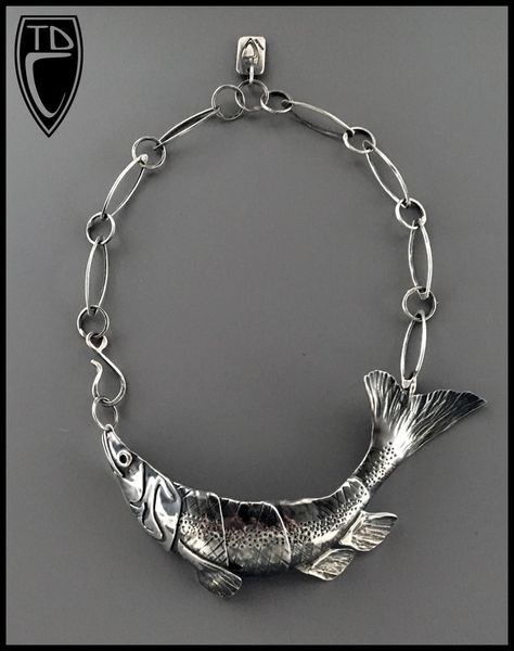 Articulated Jewelry, Polymer Fish, Fish Jewelry Silver, Shiny Accessories, Element Jewelry, Fishing Jewelry, Chunky Jewellery, Articulated Fish, Ceramic Bracelet