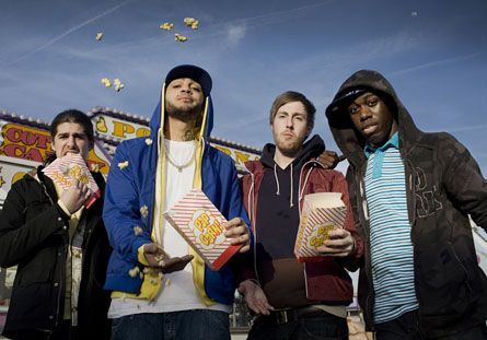 Gym Class Heroes Popcorn Poster, Gym Class Heroes, Travie Mccoy, Vans Warped Tour, Bloc Party, Hero Poster, Gym Classes, Rage Against The Machine, Internet Radio