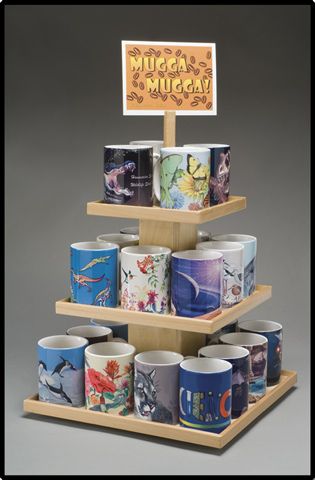 Mug Display Rack Mug Display Ideas, Mug Display Shelf, Coffee Cup Rack, Mug Stand, Starbucks City Mugs, Coffee Mug Display, Interior Design Blogs, Wood Mug, Coffee Mug Holder