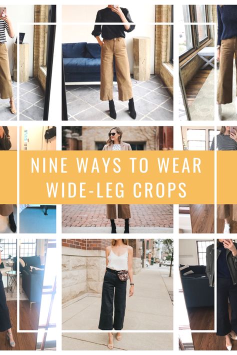 Crop Khaki Pants Outfit, Cropped Wide Leg Dress Pants Outfit, Wide Leg Cropped Chinos Outfit, Everlane Cropped Wide Leg Pants, What Shoes To Wear With Wide Leg Crop Pants, Colette Cropped Wide-leg Pants, Khaki Wide Leg Crop Pants Outfit, Tan Wide Leg Crop Pants Outfit, Everlane Wide Leg Crop