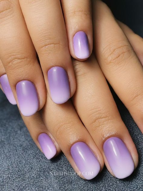 Purple Ombre Nails Short, Ombre Nails Purple Lavender Short, Lavendar Ombre Nails Short, Dark Purple Ombre Acrylic Nails, Dark To Light Purple Ombre Nails, Dark Purple And Black Ombre Nails, Neon Purple Nails, Dark Ombre, Purple Ombre Nails