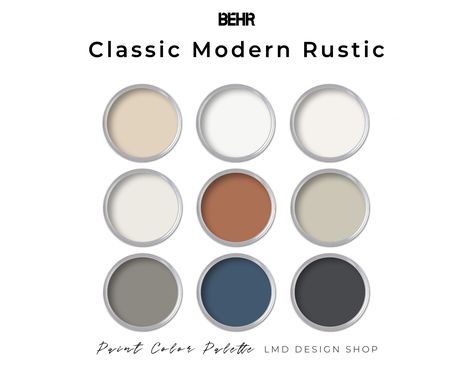 Modern Rustic Paint Colors, Home Paint Color Palette, Color Palette Interior, Interior Paint Color Palette, Rustic Paint Colors, Dulux Paint Colours, Rustic Paint, Rustic Color Palettes, Home Paint Color