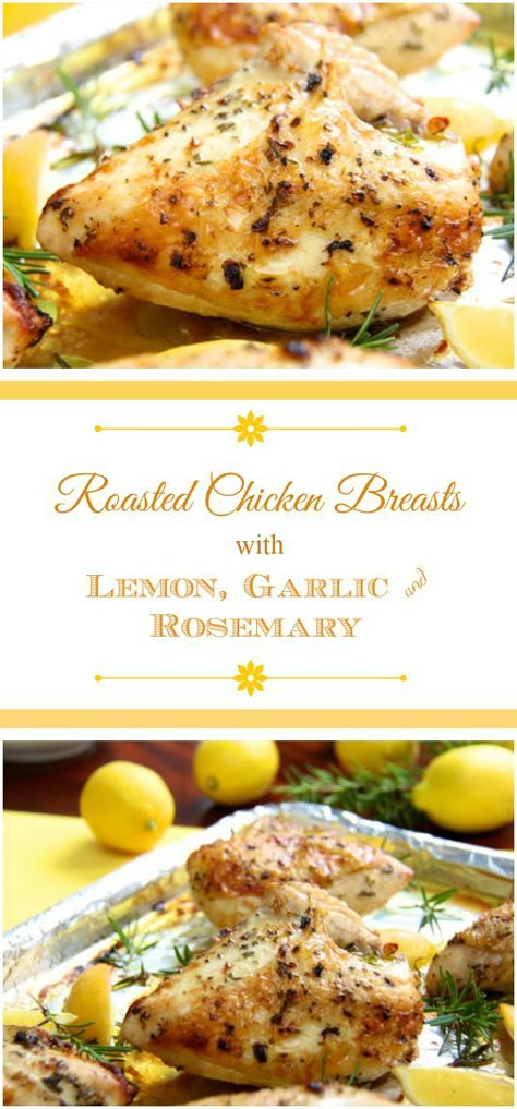 Roasted Chicken Breasts with Lemon, Garlic and Rosemary - so super simple, who needs rotisserie chicken? Super versatile for creative meal making! Roasted Chicken Breasts, Split Chicken Breast, Cake Batter Cookies, Lemon Rosemary Chicken, Easy Roast Chicken, Nutrition Activities, Roasted Chicken Breast, Rosemary Chicken, Baked Chicken Breast