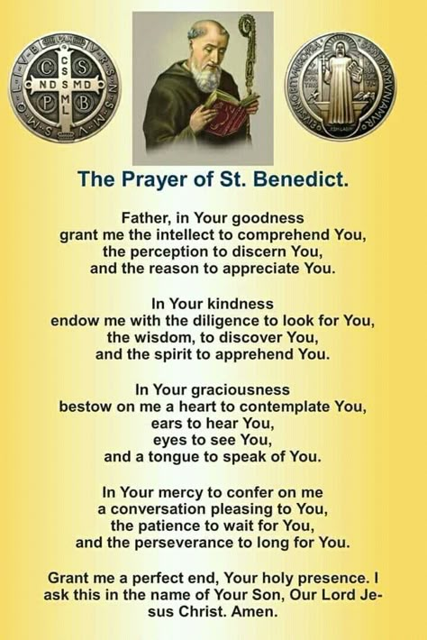 Prayer of St. Benedict. Saint Benedict Prayer, Saint Benedict Tattoo, St Benedict Tattoo, St Benedict Prayer, Catholic Saints Prayers, Catholic Prayers Daily, Archangel Prayers, Catholic Beliefs, Novena Prayers