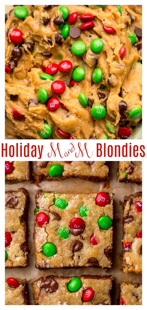 M M Blondies, Christmas Cookie Bars, Baker By Nature, Easy Holiday Desserts, Christmas Baking Recipes, Dessert Simple, Christmas Cookies Easy, Holiday Cookie Recipes, Food Home