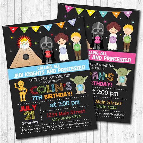 Star Wars Party Invite, Star Wars Birthday Invitations Free, Starwars Birthday Invitation, Starwars First Birthday Invitation, Girls Star Wars Party, Free Editable Star Wars Birthday Invitation, Bowling Invitations, Bowling Birthday Invitations, May The Fourth Be With You