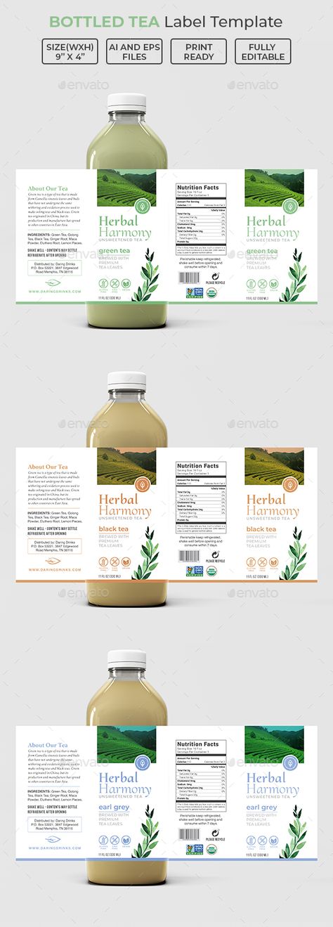 Herbal Label Design, Tea Label Design Ideas, Herbal Packaging Design, Milk Tea Packaging Design, Tea Bottle Packaging, Bottle Label Design Ideas, Tea Label Design, Green Tea Packaging, Drink Label Design