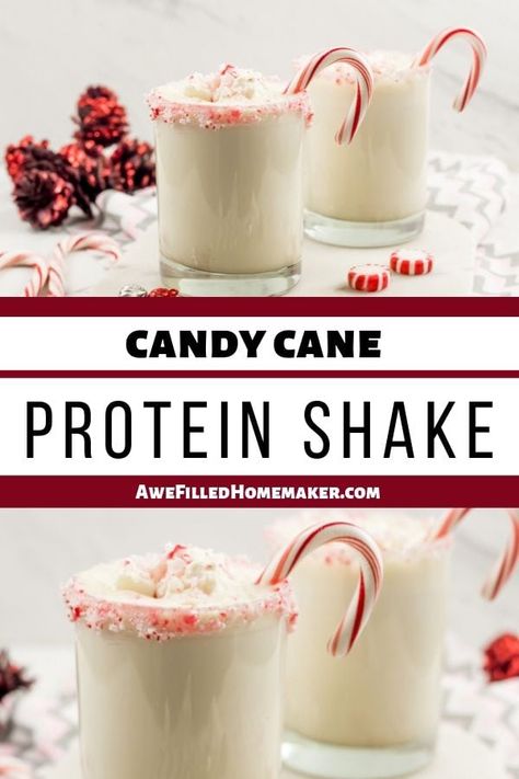 Clean Simple Eats White Chocolate Peppermint Protein Shake, Holiday Protein Shakes, Protein Shakes With Powder, Peppermint Protein Powder Recipes, Fairlife Vanilla Protein Shake Recipe, Pure Protein Shake Recipes, Christmas Protein Shake, Premier Protein Powder Recipes, Recipe Protein Powder