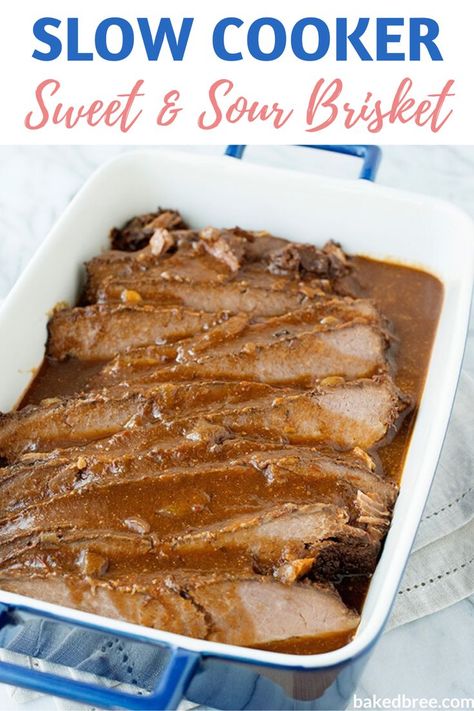 Sweet And Sour Brisket, Baked Bree Recipe, Tender Brisket, Slow Cooked Beef, Soup Recipes Slow Cooker, Slow Cookers, Slow Cooker Soup, Family Recipe, Beef Dinner