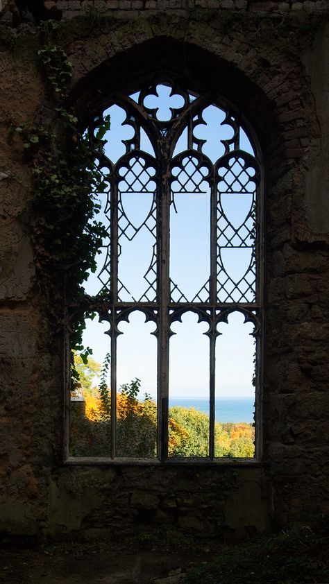 Chateau Windows, Cathedral Window Painting, Cathedral Window, Gothic Architecture Aesthetic, Gothic Landscape, Castle Window, Window Photography, Castle Drawing, Medieval Aesthetic