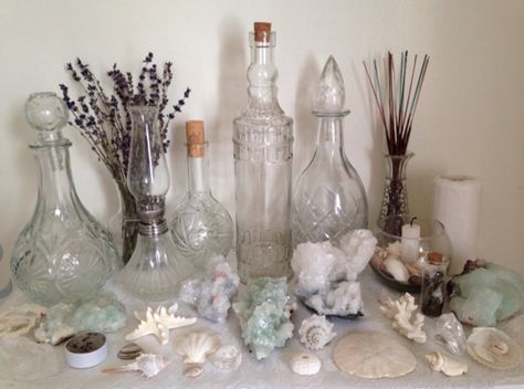 Sea Witch Altar, Siren Energy, Witch Altar, Gem Water, Witch Things, Witch Room, Crystal Room, Witches Altar, Goddess Energy