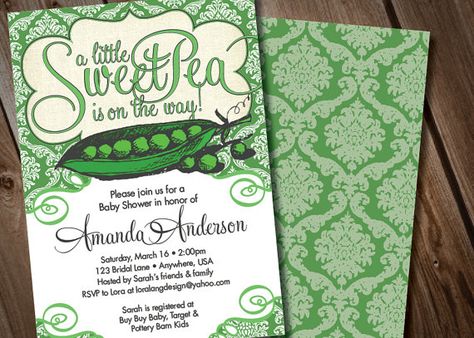 DIY Digital Sweet Pea Baby Shower Invitation by loralangdesigns, $16.50 Sweet Pea Baby Shower Ideas, Up Baby Shower, Sweet Pea Baby Shower, Twins Baby Shower Invitations, Baby Shower Supplies, Twins Baby Shower, Shower Supplies, Baby Shower Invites, Baby Shower Invitations For Boys