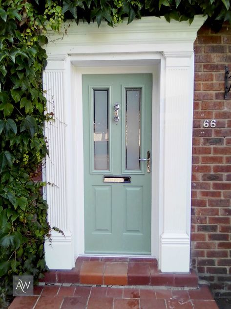 Chartwell Green Front Door, Green Front Door, Chrome Furniture, Victorian Front Doors, Front Door Inspiration, Front Door Steps, Traditional Front Doors, Composite Front Door, Front Door Styles