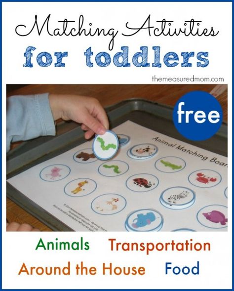 Printable Free Matching Activities for Toddlers, food, animals, transportation vehicles, around the house Matching Activities For Toddlers, Cookie Sheet Activities, The Measured Mom, Measured Mom, Matching Activities, Big Books, Free Printable Activities, Teaching Toddlers, Older Siblings