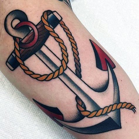 Amazing Traditional Anchor Mens Arm Tattoo Ideas Traditional Anchor Tattoo, Anker Tattoo Design, Small Anchor Tattoos, Tattoo Side, Sailor Tattoos, Anchor Tattoo Design, Anker Tattoo, Kunst Tattoos, Anchor Tattoos