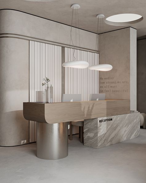 Salon Beauty on Behance Custom Reception Desk, Spa Interior Design, Reception Desk Design, Clinic Interior, Clinic Interior Design, Spa Interior, Reception Counter, Counter Design, Beauty Clinic