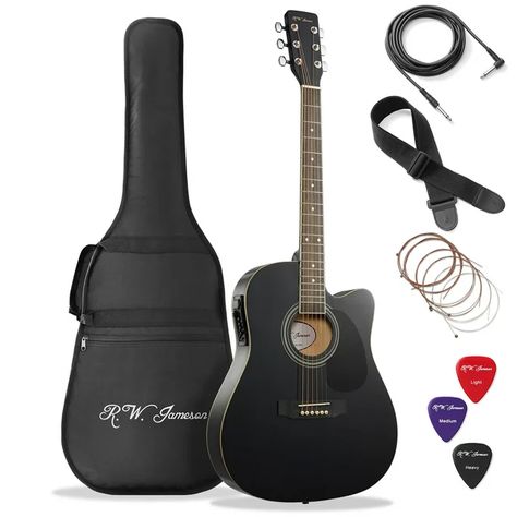 Jameson 41-Inch Full-Size Acoustic Electric Guitar with Thinline Cutaway Design Acoustic Guitar Design, Loungewear Pants, Let It Rip, Cell Phone Pouch, Electronic Musical Instruments, Classic Guitar, Color Logo, Music Aesthetic, Guitar Design