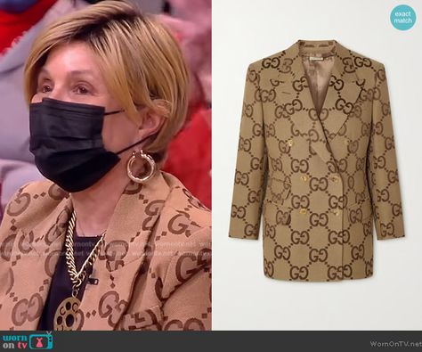 Rosa Beza’s Gucci logo canvas blazer on The View. Outfit Details: https://wornontv.net/335474/ Blazer Women Outfit, Gucci Blazer, Crushed Velvet Dress, Floral Ruffle Dress, Blazer Women, Gucci Logo, Women Outfit, Latest Outfits, Ruched Dress