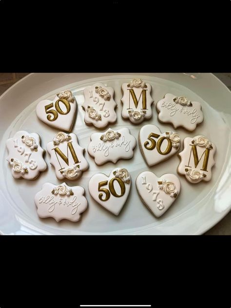 50th Anniversary Cookies, Anniversary Cookies, 50 Anniversary, Anniversary Ideas, Wedding Cookies, Anniversary Party, Anniversary Parties, 50th Anniversary, Party Ideas