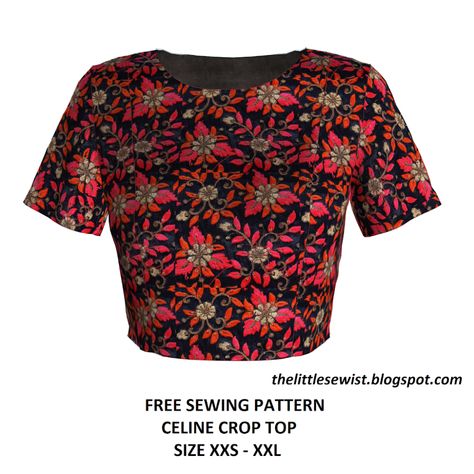 Celine Crop Top, Crop Top Sewing Pattern, Puff Sleeve Pattern, Puffed Sleeve Top, Free Crop Tops, Paper To Print, Skirt Sewing Pattern, Free Crop, Crop Top Pattern