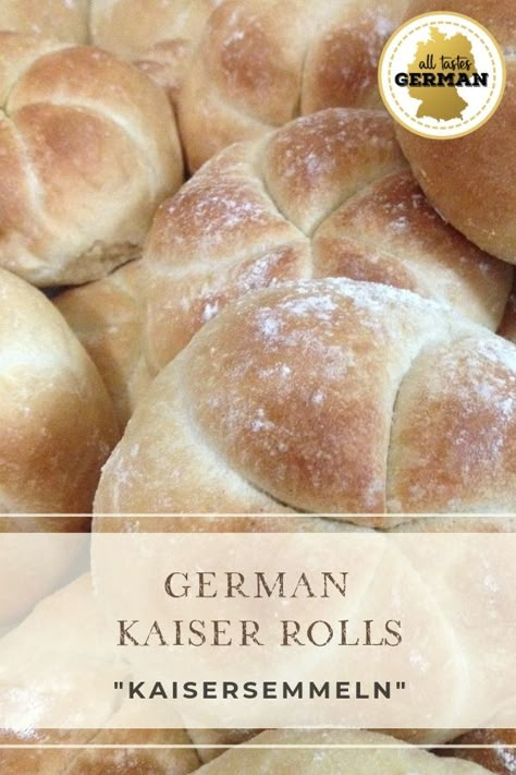 Brotchen Recipe German, Kaiser Rolls Recipe, German Cusine, Germany Recipes, Easter Breads, Kaiser Roll, Authentic German Recipes, German Pastries, German Dishes