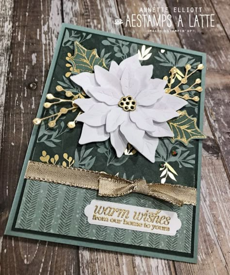 Stampin Up Ever Eden Dsp, Easy Christmas Cards, Happy Christmas Card, Edens Garden, Poinsettia Cards, Stamped Christmas Cards, Christmas Giveaways, Homemade Christmas Cards, 카드 디자인