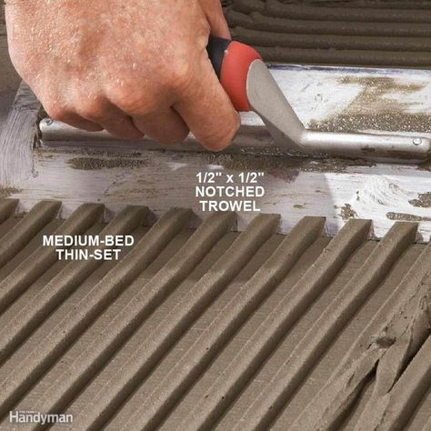 TROWEL SIZE TILE GROUT Tiling Bathroom, How To Grout, Installing Tile, Tiling Ideas, Diy Tile Shower, How To Lay Tile, Tile Repair, Vinyl Pool, Tile Kitchen