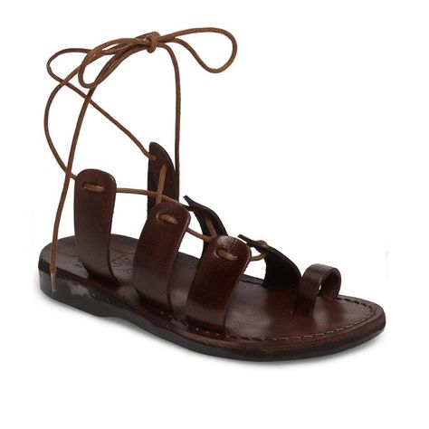 The Deborah takes timeless fashion to new heights. These brown lace up sandals let you customize your fit while showing off your fierce warrior style. Step into our bestselling gladiator sandals for women and stand out in any crowd.  Handcrafted from 100% vegetable tanned leather, these brown strappy sandals will soften and develop a rich patina over time. Every step you take makes the leather insole conform to the unique contours of your footprint, delivering the perfect fit. Whether you're climbing the corporate ladder, breaking down barriers or running your own company, these strappy sandals have your back - even with their open backless design.  Find the resilience and flexibility you need to forge your future in Deborah gladiator sandals from Jerusalem Sandals that bridge traditional