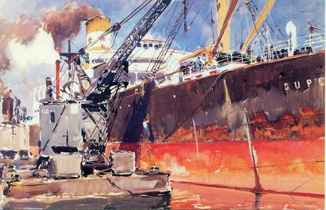 Gurney Journey: Gouache Master: Albert Brenet Albert Brenet, Watercolor Boat, Marine Artist, Railroad Art, Nautical Painting, Maritime Art, Marine Painting, Marine Art, Ship Paintings