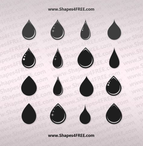 Free Shapes:  16 Water Drops Photoshop & Vector Shapes (CSH) Raindrop Drawing, Water Drop Tattoo, Drop Tattoo, Water Infographic, Teardrop Tattoo, Water Drop Vector, Storm Tattoo, Water Symbol, Photoshop Shapes