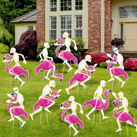 PRICES MAY VARY. Rich in Quantity: you will receive 12 pieces of Halloween pink flamingo yard signs in 6 different styles, the sufficient quantity is enough to meet your daily use and replacement needs Halloween Skeleton and Flamingo Design: Halloween skeleton yard signs are designed with the appearance of a skeleton riding on a flamingo, colorful and attractive, adorable and elegant, which can create a joyful and strong halloween atmosphere Quality Material: Halloween skeleton yard decorations Flamingo Halloween Decorations, Halloween Flamingo Decor, Skeleton On Flamingo, Halloween Flamingos And Skeletons, Christmas Yard Flamingos, Skeletons Riding Pink Flamingos, Flamingo Skeleton, Flamingo Decorations, Flamingo Halloween