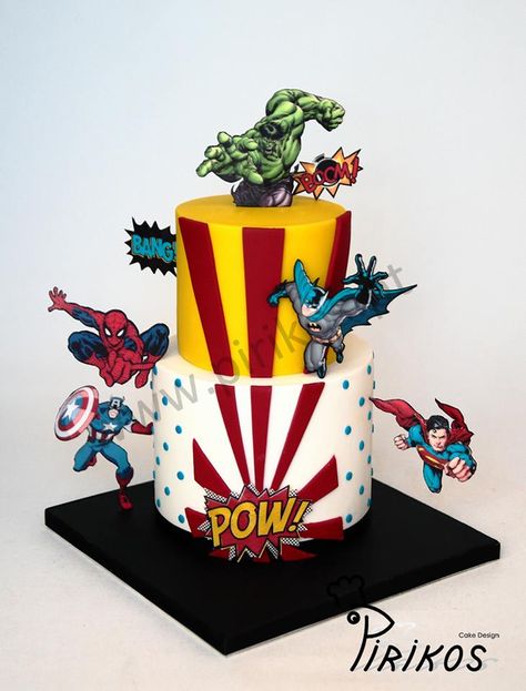 Pirikos, Cake Design - Visit to grab an amazing super hero shirt now on sale! Marvel Cake, Avengers Party, Superhero Cake, Avengers Birthday, Spiderman Cake, Cake Decorating Ideas, Character Cakes, Cake Decorating Designs, Superhero Birthday Party