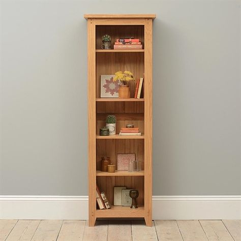 Slim Bookshelf, Home Office Dark, Bookcase Corner, White Display Cabinet, Slim Bookcase, Oak Display Cabinet, Narrow Bookcase, Cabinets Corner, Rustic Oak Furniture