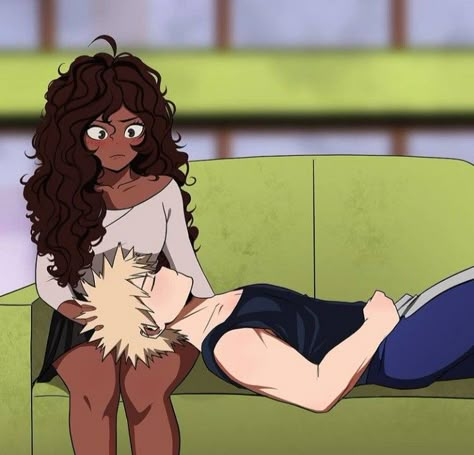 Bakugou X Yn Black, Bakugo X Black Y/n, Bakugou X Black Y/n, Blasian Couples Art, Black Anime Couple, Bwwm Couples Fanart, Interracial Art, Black Couple Art, By Any Means Necessary