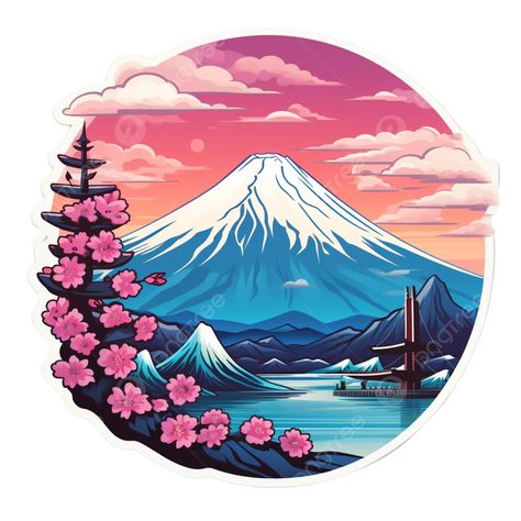 the mount fuji japan sticker fuji sticker wonders png Japan Stickers Printable, Mount Fuji Drawing, Japan Tattoos, Japan Culture Art, Gunung Fuji, Japan Beach, Japan Stickers, Mount Fuji Japan, Sticker Clipart